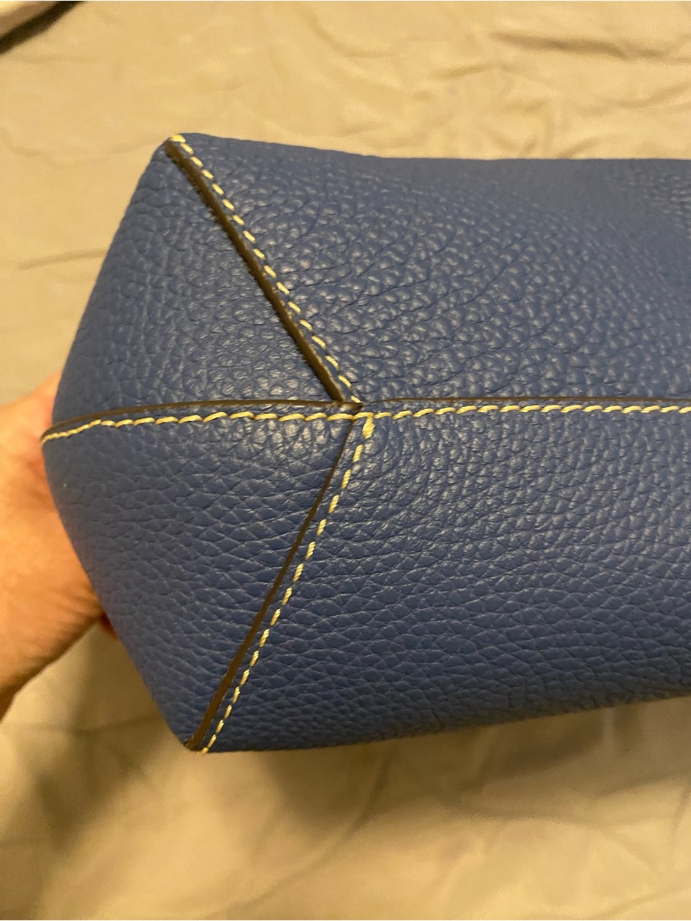 Dooney & Bourke Blue Pebbled Leather Hobo with Tan Trim and Tassel - Picture 6 of 11